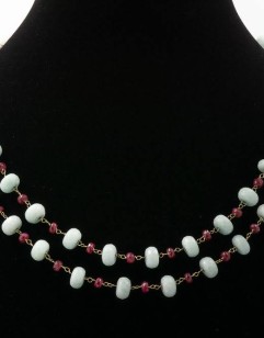 Chalcedony and Ruby Necklace