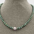 Green Pearl and Fireball Pearl Necklace