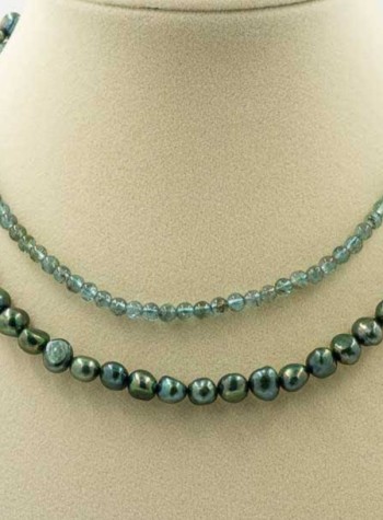 Apatite and Green Pearl Necklace