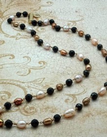 Black Garnet and Pearl Necklace