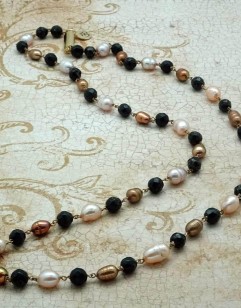 Black Garnet and Pearl Necklace