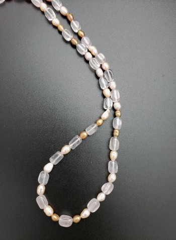 Rose Quartz and Multi-Colored Pearls Necklace